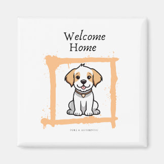 Imã de geladeira inicial de boas-vindas