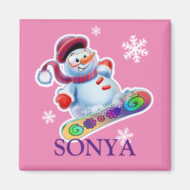 Imã de geladeira inicial do boneco de neve (Frente)