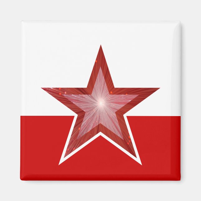 Imã de geladeira Red Star, branco (Frente)