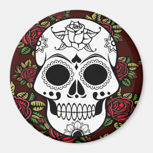 Imã de geladeira retro das rosas vermelhas da art