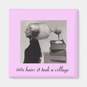 Imã de geladeira retro do cabelo dos anos sessent