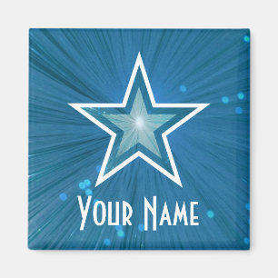 imã de geladeira 'Seu nome' de estrela azul