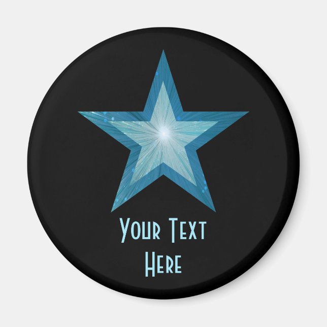 Imã de geladeira 'Seu Texto' da Estrela Azul preto (Frente)