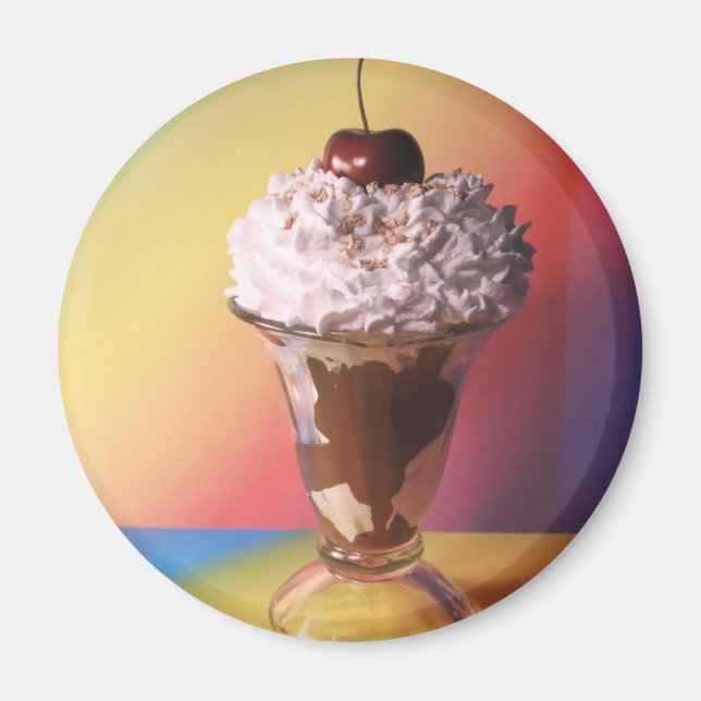 Imã de geladeira sorvete Sundae (Frente)