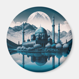 Imã de geladeira Tema da Mesquita Masjid Lake