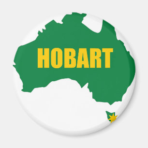 Imã de geladeira verde e Dourado de Hobart do map