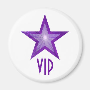 imã de geladeira 'VIP' de estrela roxa, branco