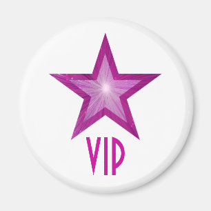 Imã de geladeira "VIP" em estrela rosa, branco