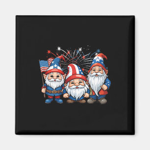 Imã De Julho Patriótico Gnomos Americanos Flag Usa Gno