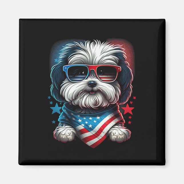 Imã De Julho Patriótico Havanese Dog Bandeira Us (Frente)