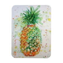 Ímã de limão amarelo abacaxi arte de fruta aquarel
