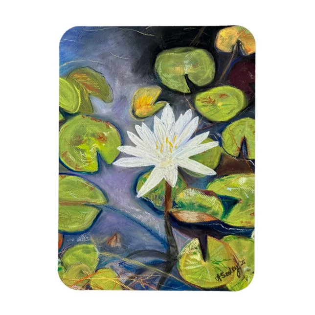 Ímã de Lírio Aquático em Flor (Vertical)