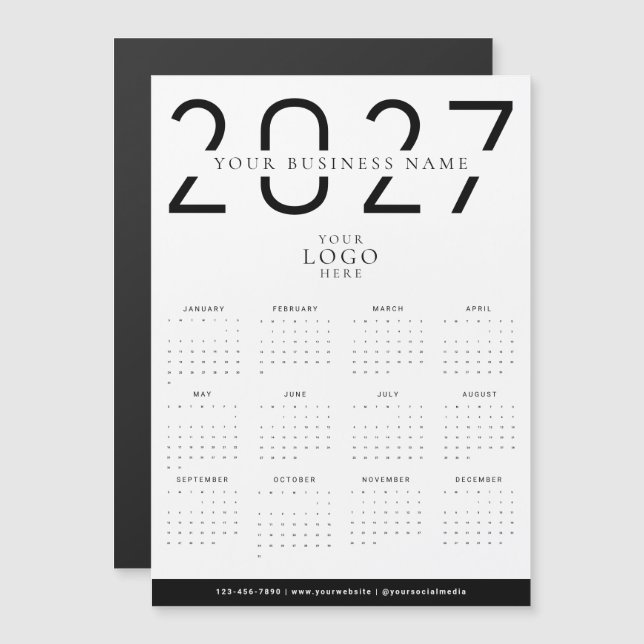 Ímã de Logo de Calendário Empresarial Moderno Míni (Frente/Verso)