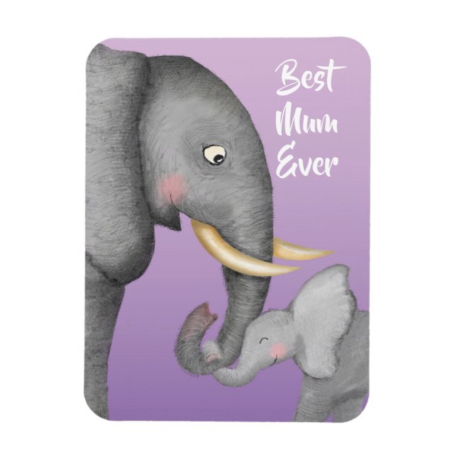 Ímã de mãe e bebê elefante fofo (Vertical)