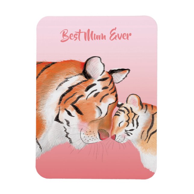 Ímã de mãe e filhote de tigre fofo (Vertical)