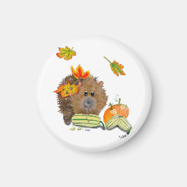 Imã DE Magnet Herbst Igel mit Kürbis