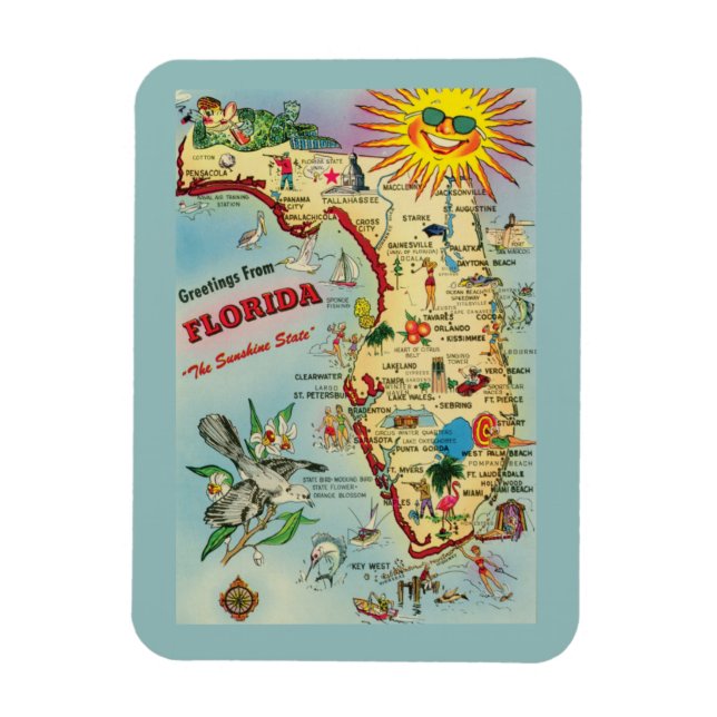 Ímã de Mapa da Flórida (Vertical)