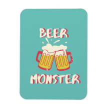 Ímã de Monstro de Cerveja com fundo Aquamarine