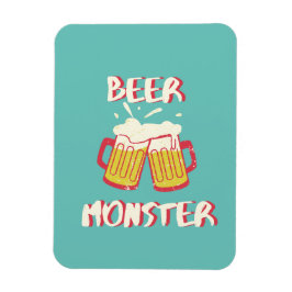Ímã de Monstro de Cerveja com fundo Aquamarine