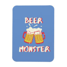 Ímã de Monstro de Cerveja com Fundo Azul