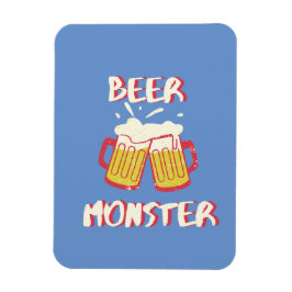 Ímã de Monstro de Cerveja com Fundo Azul
