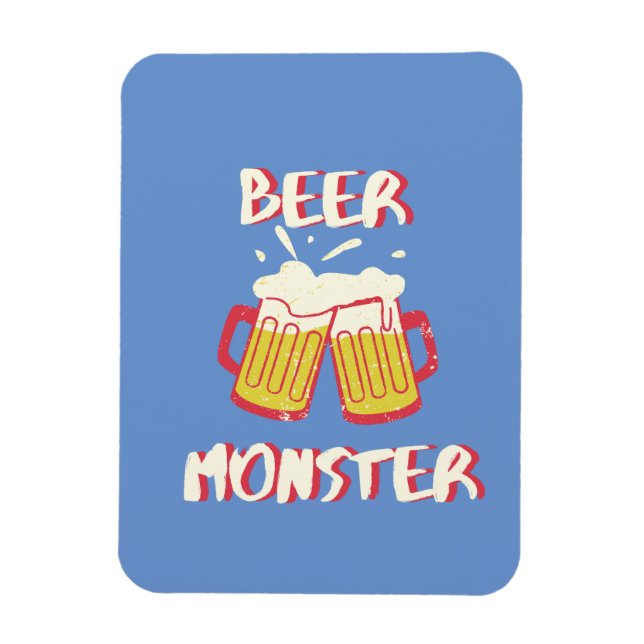Ímã de Monstro de Cerveja com Fundo Azul (Vertical)