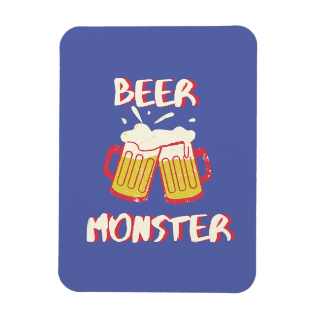 Ímã de Monstro de Cerveja com Fundo Roxo (Vertical)
