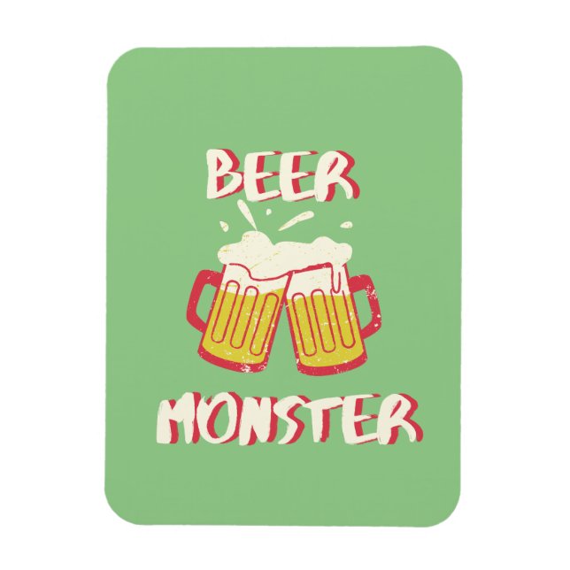 Ímã de Monstro de Cerveja com Fundo Verde (Vertical)