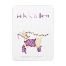 Ímã de Natal fofo Fa-la-la-la-lhama
