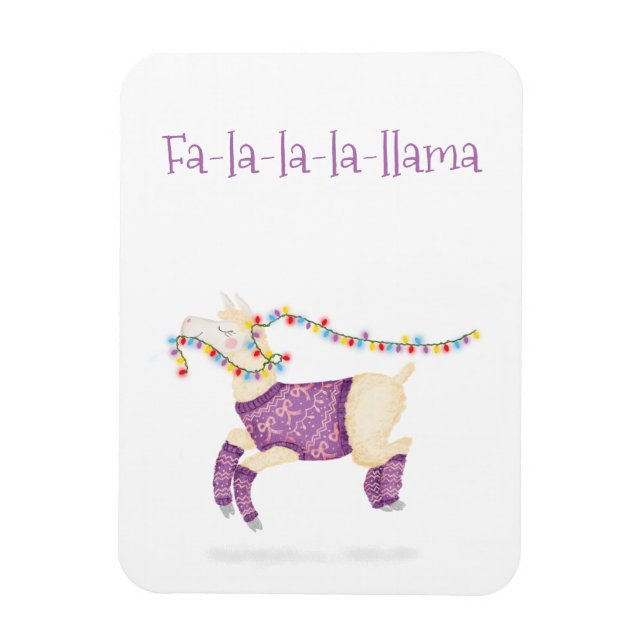 Ímã de Natal fofo Fa-la-la-la-lhama (Vertical)