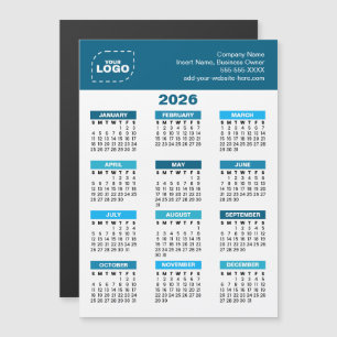 Ímã de Negócios Calendário 2026 com Logotipo Perso