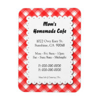 Ímã de Negócios Restaurante Xadrez Vermelho