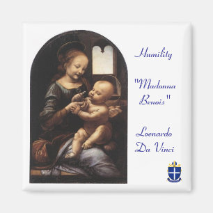 Imã De "O texto Madonna Benois" - ímã quadrado -