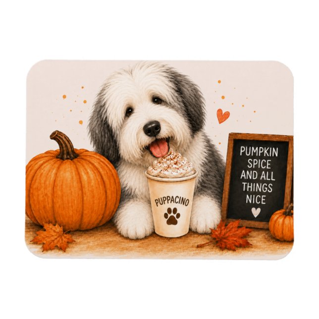 Ímã de Old English Sheepdog com Tempero de Abóbora (Horizontal)