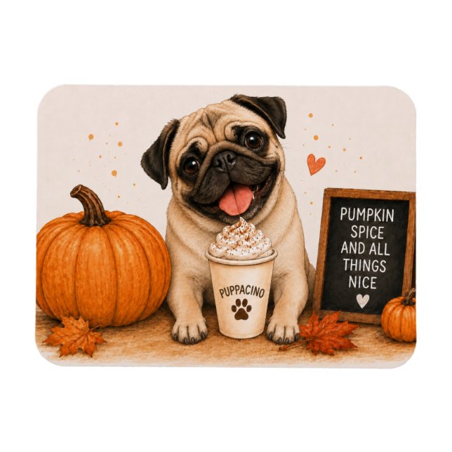 Ímã de Pug com Tempero de Abóbora (Horizontal)