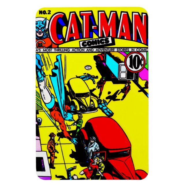 Ímã de quadrinhos do CAT-MAN dos anos 1940 (Vertical)