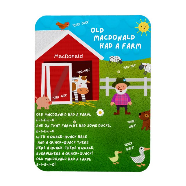 Ímã de Rima Infantil Old MacDonald Had a Farm (Vertical)