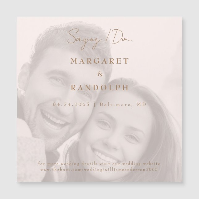 Ímã de Salvar a Data de Casamento Blush Elegance (Frente)