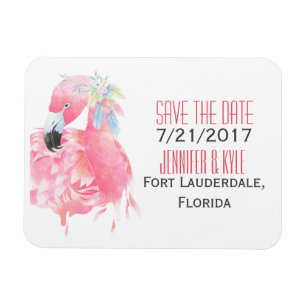 Ímã de Salvar a Data do Casamento Flamingo Tropica