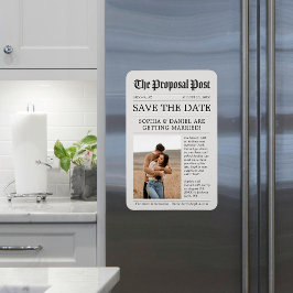 Ímã de Salvar a Data do Jornal com Foto