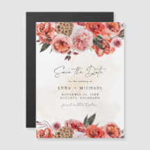 Ímã de Salvar a Data Floral Bohemiano de Outono LY