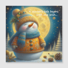 Ímã de saudação com um boneco de neve fofo