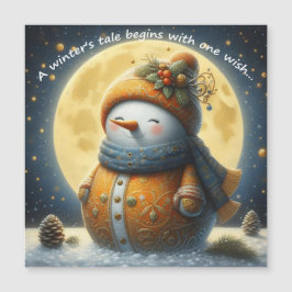 Ímã de saudação com um boneco de neve fofo