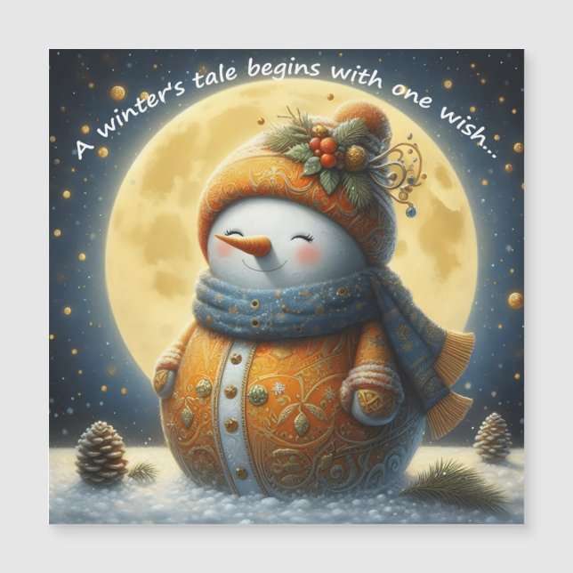 Ímã de saudação com um boneco de neve fofo (Frente)