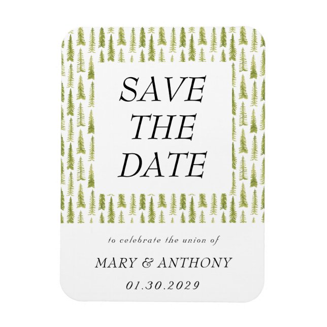 Ímã de Save the Date Aquarela Floresta (Vertical)