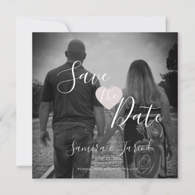 Ímã de Save the Date com Foto de Coração Simples R (Frente)