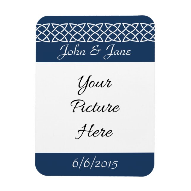 Ímã de Save-the-Date Corações com Tecido Celta em  (Vertical)