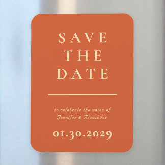 Ímã de Save the Date Moderno Laranja