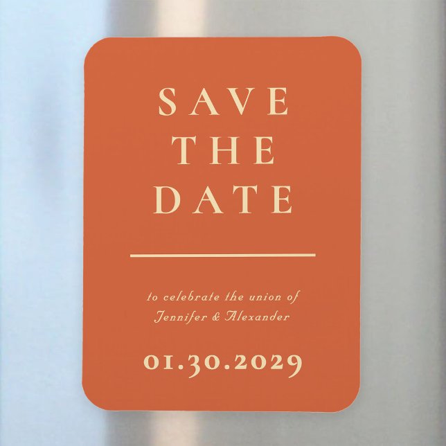 Ímã de Save the Date Moderno Laranja (Criador carregado)