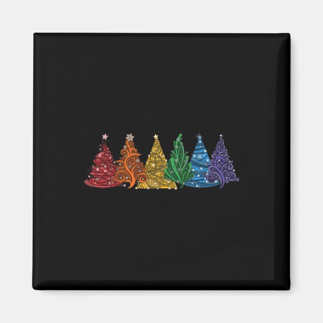 Imã De Seis Vetores De Árvores De Natal Do Orgulho Lgb (Frente)
